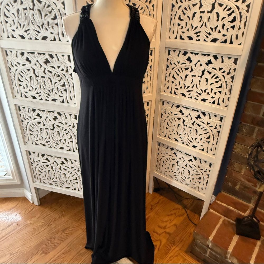 Xscape Elegant Black Halter Maxi Dress Sz 12